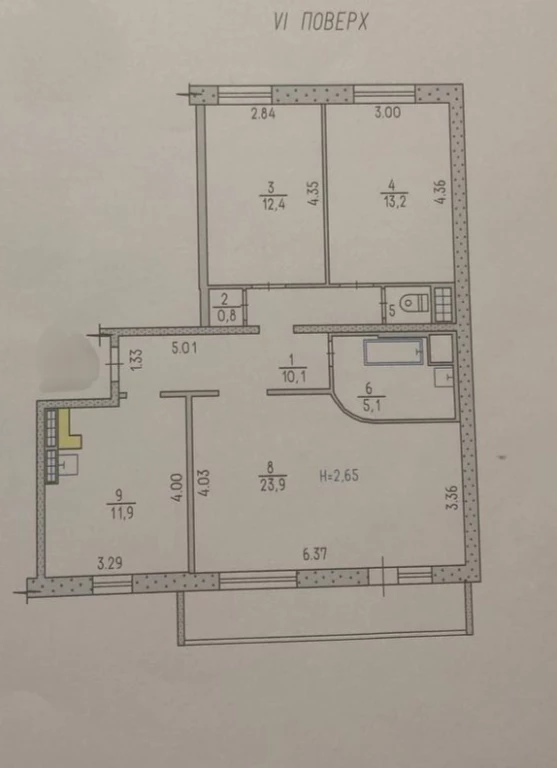 Продам 3х к.кв., ул.Оленина 8, 6/9, ж/м Строитель.