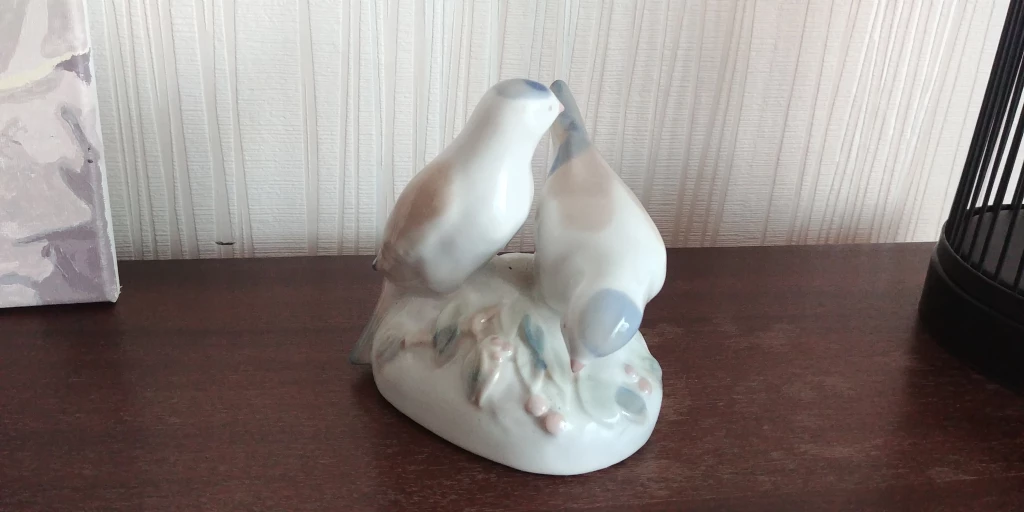 Статуэтка  антиквариат, Пара голубей , Городница ФЗ, 1945-1953 гг.,