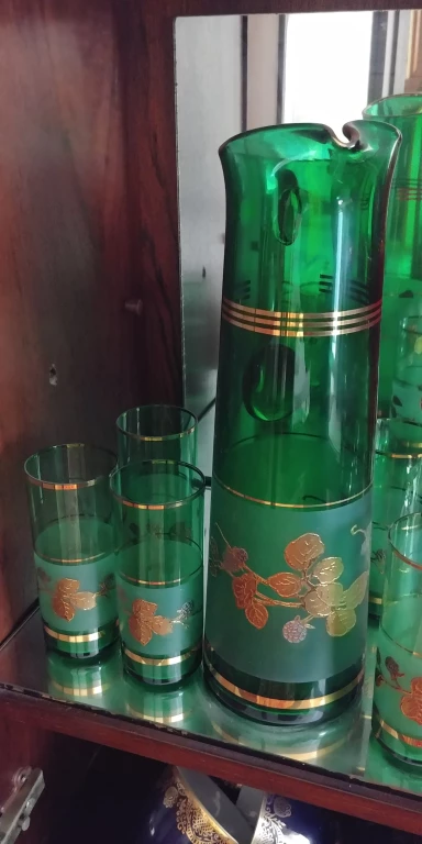 Набор кувшин+ стаканы, Bohemia, на 6 персон, 70е гг.. С позолотой.