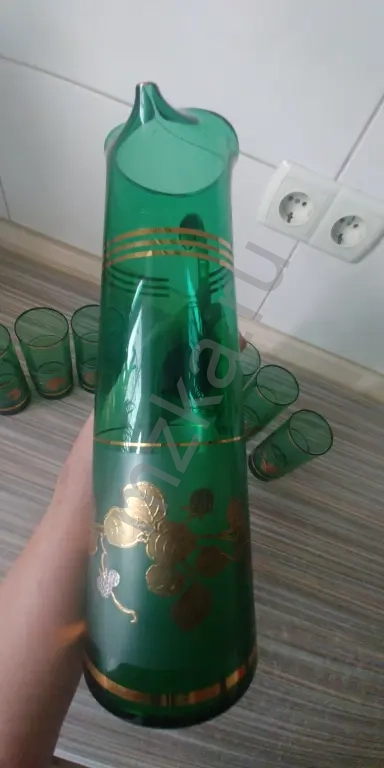 Набор кувшин+ стаканы, Bohemia, на 6 персон, 70е гг.. С позолотой. Очень красивый