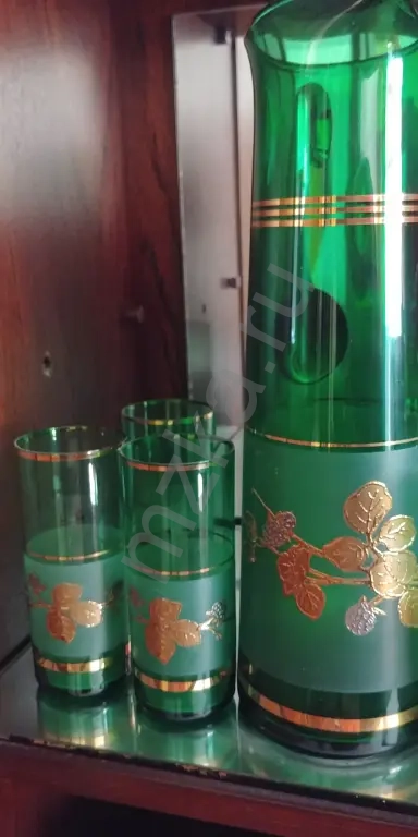 Набор кувшин+ стаканы, Bohemia, на 6 персон, 70е гг.. С позолотой. Очень красивый